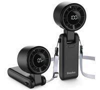 EasyAcc Portable Handheld Turbo Fan, Powerful High Speed Cooling Fan, 5 Speeds 4000mAh USB-C Rechargeable Mini Desk Fan for Travel, Outdoor, Summer & Hot Flashes All Black