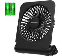 EasyAcc Small Travel Desk Fan, 4000 mAh Slim Portable Fan for Slumber Pod Camping, 180°Tilt Folding, Fully Foldable, Rechargeable, Office Desktop Desk Camping Travel Accessories