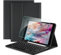 EasyAcc Spanish Keyboard Case Compatible with iPad 10.2 Inch 9th/8th and 7th Generation with Protective Film, Removable Keyboard Protective Case with Pencil Holder, Black