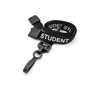 EasyBadge Black Student Lanyards with Plastic J Clips and Safety Breakaways - Pack of 100