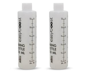 Easyboost 2 Stroke Oil Fuel Mixing Bottle with Cap 1:50-1:40-1:33-1:25-1:20-1:17 250ml Petrol Gas Measuring Jug for Motorcycle Vespa Quad Brush Cutter Cross Chainsaw Lawnmower (2 bottles)