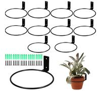 EasyBravo 10 Pack Plant Pot Hangers, 6 Inch Flower Pot Holder Ring Wall Mounted Metal Hanging Bracket for Indoor Outdoor Hanging Plant Shelf