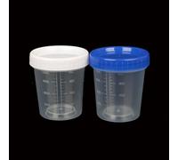 EasyByMall 10 Pack 120ml Plastic Measuring Cups with Lids, Graduated Specimen Sample Jars for Laboratory, Kitchen Cooking and DIY Crafts