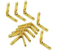 EasyByMall 10 Pcs 90 Degree Spring Hinges Zinc Alloy Self Closing Lid Stay for Wooden Box Jewellery Case Cabinet Gold 30x30x6mm