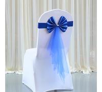 EasyByMall 10Pcs Elastic Stretch Chair Covers Sashes Bands, Bows Sashes Chair Cover With Buckle For Wedding Party Ceremony Events Chair Decor(Blue)