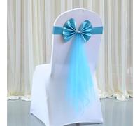 EasyByMall 10Pcs Elastic Stretch Chair Covers Sashes Bands, Bows Sashes Chair Cover With Buckle For Wedding Party Ceremony Events Chair Decor(Light blue)