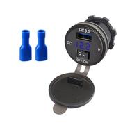 EasyByMall 12V 24V USB Car Charger Socket with QC3.0 Fast Charging, Voltmeter Display and On Off Switch for Motorcycle Boat Truck RV