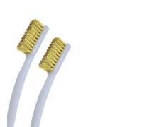 EasyByMall 2 Pack Plastic Handle Wire Brush with Copper Bristles, 7 Inch Industrial Cleaning Tool for Light Metal and Filament Removal