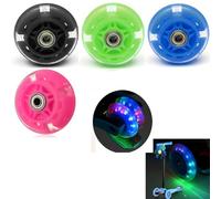 EasyByMall 2pcs 80mm LED Flash Scooter Wheels, PU Roller Skates Replacement with High Carbon Steel Bearings for Inline Skates and Scooters