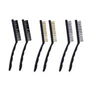 EasyByMall 2PCS Wire Brush Set with Brass Nylon and Steel Heads for Rust Removal Paint Stripping and Cleaning Metal Plastic Upholstery