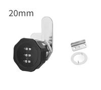 EasyByMall 3-Digit Zinc Alloy Combination Lock for Cabinets, Drawers, Caravans & Boats - 20mm Diameter, 12mm Max Door Thickness, Silver/Black/Gold