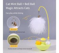 EasyByMall 360 Degree Tumbler Cat Teaser Interactive Toy with Catnip and Feather for Endless Play (White)