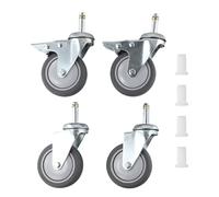 EasyByMall 4-Pack 3 Inch Rubber Swivel Stem Casters, Heavy Duty TPR Wheels with 2 Locking and 2 Swivel, Compatible with Mop Buckets Grills Carts Furniture