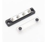EasyByMall 4 Way Bus Bar Power Distribution Block 100A 48V DC, Stainless Steel Studs with Flame Retardant ABS Base for RV Marine Truck