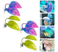 EasyByMall 4Pcs Artificial Betta Leaves for Aquarium, PP Fish Resting Bed & Hammock, Safe Decorative Plants for Tropical Fish Tank