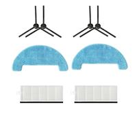 EasyByMall 4pcs Side Brushes, 2pcs Filter & 2pcs Mop Cloth Replacement Kit for Mister Robot Hybrid Vacuum Cleaner - Compatible with Hybrid Mapping and Camera Map Models