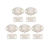 EasyByMall 5 Pack Furniture Cabinet Door Roller Catch, Spring Loaded ABS Plastic Ball Catch with Strike Plate for Closet Cupboard Drawers, White