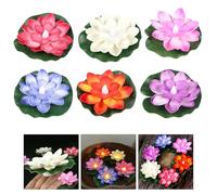EasyByMall 6-Pack Multicolor Lotus LED Night Lights, Floating Water Lanterns with Auto Sensor for Garden Pond Fish Tank Party Festival Decor