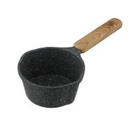 EasyByMall Cast Aluminium Hot Oil Pot with Wooden Handle, Non-Stick Kitchen Saucepan with Measurement Markings and Pouring Spout for Heating Oil Milk Melting Chocolate