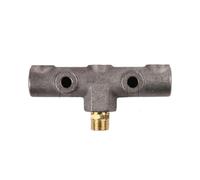 EasyByMall Cast Iron 6-Way Horizontal Bracket for Belt Air Compressor, 14x1.5mm & G1/4 Thread Manifold Block with Pre-Drilled Holes, Silver