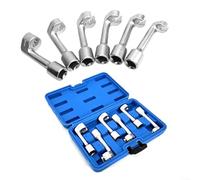 EasyByMall Diesel Injector Line Socket Wrench Set 6Pcs 12-19mm Open End Flare Nut Tool for Fuel Pipes - 1/2 Inch Drive Cr-Mo Steel Mechanics Kit