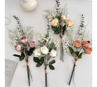 EasyByMall Faux Silk Daisy Rose Bouquet Artificial Flowers with Adjustable Stems for Home Wedding Decor Living Room Dining Table Centerpiece Yellow