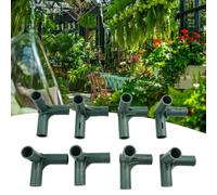 EasyByMall Greenhouse Frame Joint Connectors, 19mm Heavy Duty Plastic Pipe Fitting Brackets for PVC Metal Tubes, Garden Awning Flower Stand Construction Kit, 8 Pack