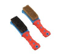 EasyByMall Heavy Duty Wire Brushes, 2-Pack Stainless Steel Rust Removal & Scrubbing Tools with Ergonomic Rubber Grip for Kitchen, Grill, Garden and Construction Cleaning