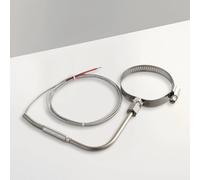 EasyByMall K Type EGT Thermocouple Right Angle Temperature Probe 80x5mm Stainless Steel Mesh Shielded Cable -100 to 1250C for Automotive Industrial