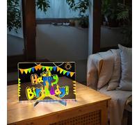 EasyByMall LED Acrylic Message Board with Adjustable Stand, Dry Erase Light Up Drawing Board for Home Office, Includes 7 Color Pens, Transparent