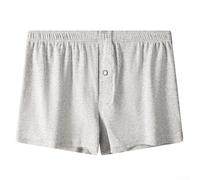 EasyByMall Men's Loose Fit Solid Boxer Shorts, Comfortable Mid Waist Underwear for Relaxation at Home (M Gray)