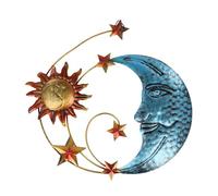 EasyByMall Metal Sun and Moon Wall Decor, Iron Celestial Star Art for Indoor Outdoor Use, Living Room Bedroom Garden Patio Decoration, 32x30x2cm