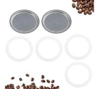 EasyByMall Moka Pot Filter and Gasket Seal Replacement Set, Silicone and Stainless Steel Parts for 3 6 9 Cup Espresso Makers