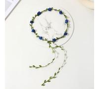 EasyByMall Multi Color Flower Crown Hair Accessory Perfect for Festive Events and For Parties (Blue and Blue 9)