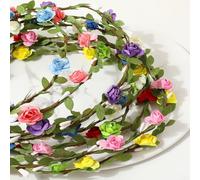 EasyByMall Multi Color Flower Crown Hair Accessory Perfect for Festive Events and For Parties (Orange - 16)