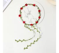 EasyByMall Multi Color Flower Crown Hair Accessory Perfect for Festive Events and For Parties (The Great Red 17)