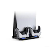 EasyByMall Multi Purpose For PS5 Controller Dock with Smart Fan Gear Switches and Real Time Charging Indicators (White)