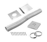 EasyByMall Pellet Stove Fresh Air Kit, Outside Cold Air Kit, 2" Aluminum Flex Pipe, 304 Stainless Steel Wall Plate, for Efficient Burning