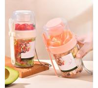 EasyByMall Portable Salad Shaker Cup with Integrated Fork, Large Capacity Reusable Plastic Food Container for On-the-Go Meals, Breakfast and Lunch