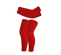 EasyByMall Reliable for PROTECTION for Kids' Arms and Legs with Compression Leg Sleeves and Ice Silk Sleeves, 2 Pairs (Red)