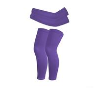 EasyByMall Reliable for PROTECTION for Kids' Arms and Legs with Compression Leg Sleeves and Ice Silk Sleeves, 2 Pairs (Deep purple)