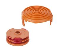 EasyByMall Replacement Double-Layer Trimmer Spool Kit with Pre-Wound Nylon Line & Snap-On Spool Cover for WORX WG105, WG106, WG108-WG119, WG124 Corded String Trimmers
