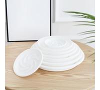 EasyByMall Resin Plant Trays for Indoor Outdoor Use, Drip Saucers with Effective Drainage, Sturdy Flower Pot Trays to Root Rot, Space-Saving Design for Windowsill Patio, 2-Pack