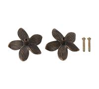 EasyByMall Retro Flower Drawer Handles, Zinc Alloy Cabinet Knobs with Unique Floral Design for Kitchen Cupboard Dresser Furniture, Antique Bronze or Gold Finish, 61mm Length, 2 Pack