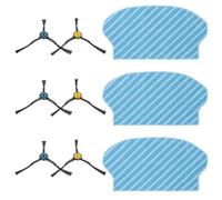 EasyByMall Side Brush and Mop Cloth Set for Midea M6/M61/M62/M63/M64 Robotic Vacuum Cleaner - Replacement Cleaning Accessories, 3 Cloths + 6 Brushes