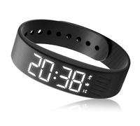 EasyByMall Smart Waterproof Stopwatch, Sleep Monitoring Silicone Silent Vibration Alarm Watch Multi-Function Wristband(Black)
