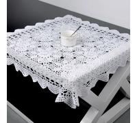 EasyByMall Square Vintage Tablecloth, Handmade Crochet Cotton Lace Table Placemats, Cotton Lace Doilies Tablecloths Table Cover Machine Washable For Wedding, Home, Cafe, Party Decor(40 X 40cm White)