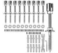 EasyByMall Stainless Steel Wire Rope Kit for Climbing Plants with Adjustable Tensioner System Thimbles Crimps Outdoor Plant Support 15M(10 Cross Nails)