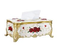 EasyByMall Style Plastic Tissue Box, Elegant Hand-Painted Floral Napkin Holder for Home Decor, Vanity, Kitchen, Office
