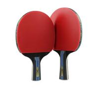 EasyByMall Table Tennis Racket 7-Layer Wood Double Face Sticky Rubber 4 Star Pimples-in Ping Pong Paddle for Beginners Teens Red Black